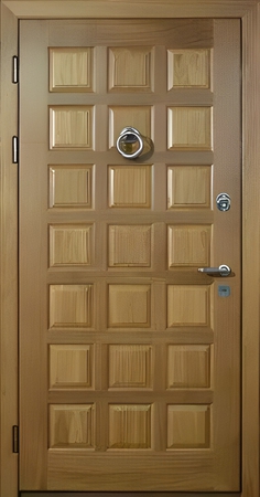 Глухая стальная дверь с отделкой шпонированным МДФ