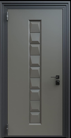 Входная термодверь с металлофиленкой и порошковым окрашиванием RAL 7022 (тип №6)